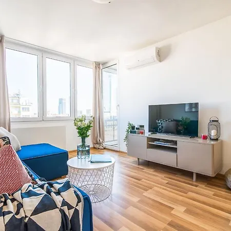 Navy Aesthetic With Balcony By Renters Apartment Warsaw